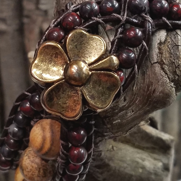 Picture Jasper/Garnet Cuff Bracelet, Handmade - Picture 3 of 4
